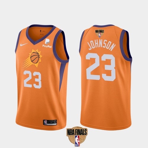 Men's Phoenix Suns #23 Cameron Johnson 2021 Orange Statement Finals Basketball Swingman Stitched Jeresy